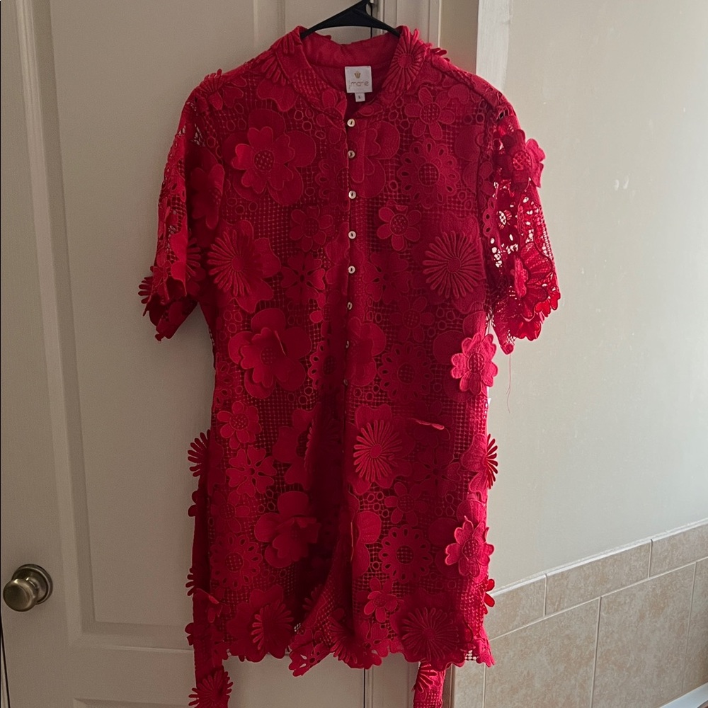 Red Floral Lace Dress